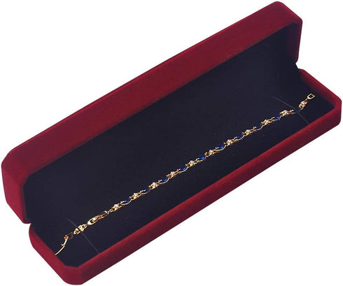 iSuperb Set of 2 Wine Red Velvet Necklace Chain Bracelet Display Case Storage Jewelry Gift Box 8.7x1.6x2inch