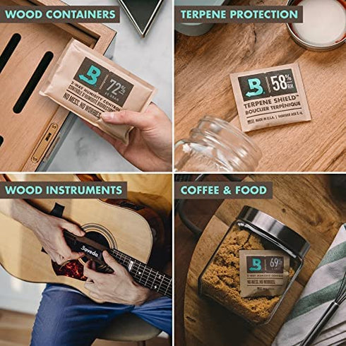 Boveda 69% RH 2-Way Humidity Control – Restores & Maintains Humidity – All In One Solution For Humidification- Patented Technology – Convenient & Versatile - 4 Count Resealable Bag