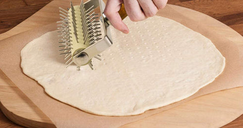 Mazaashop Handle Roller Docker Stainless Steel for Pizza Cake Pie Homemade Baking