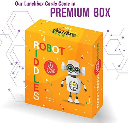 Party Profi Lunch Box Notes for Kids - 60 Fun Robot Riddle Cards for Boys and Girls Lunchbox - Create Memorable Thinking of You Notes