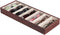JackCubeDesign 7 Compartments Sunglasses Organizer, Leather Eyelgass Storage Tray Box for Table Desk Drawer (Brown, 17.4 x 6.7 x 1.97) - MK378B