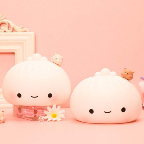 Silica Gel Pat Night Light LED Steamed Bun Creative Bedside for Kid with Sleeping Lamp Bedroom Desk Decor Reading Lamp