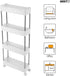 Wiisto Assembly Slim Storage Cart Mobile Shelving Unit Organizer Slide Out Storage Rolling Utility Cart Tower Rack for Kitchen Bathroom Laundry Narrow Places (White, 35.03 * 14.76 * 5.1in)