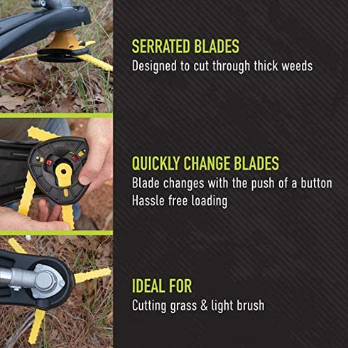 Weed Warrior Push-N-Load 3-Blade Trimmer Head Accessory, Universal Fit