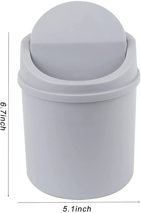 SOUJOY 4 Pack Mini Trash Can, 3L Plastic Desktop Garbage Can with Lid, Modern Desk Waste Bin for Bathroom Vanity, Desktop, Tabletop, Countertop or Coffee Table