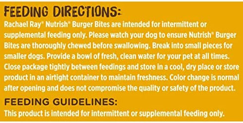 Rachael Ray Nutrish Burger Bites Real Meat Dog Treats, Beef Burger with Bison Recipe, 12 Ounces, Grain Free
