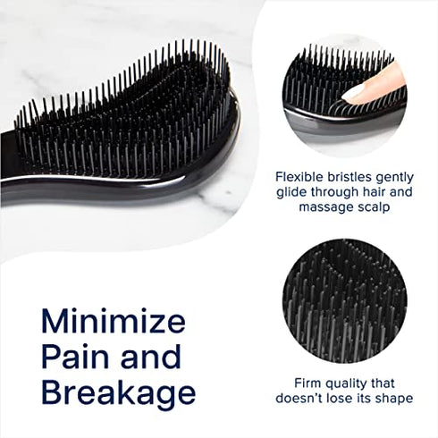 Crave Naturals Glide Thru Detangling Hair Brush for Adults & Kids Hair - Detangler Brush for Natural, Curly, Straight, Wet or Dry Hair - Hairbrush for Men & Women - 1 Pack - Black