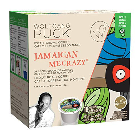 Wolfgang Puck Coffee Single Serve Capsules, Jamaican Me Crazy, Medium Roast, Compatible with Keurig K-Cup Brewers, 18 Count