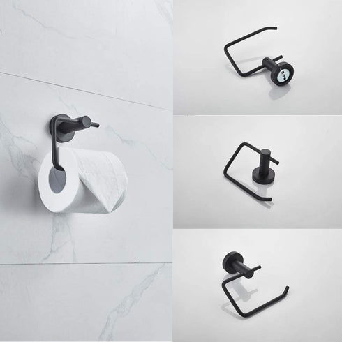 Cavoli Bathroom Accessories Set 2-Piece Aluminum Towel Ring, Toilet Paper Holder, Rustproof Wall Mounted Matte Black Finish