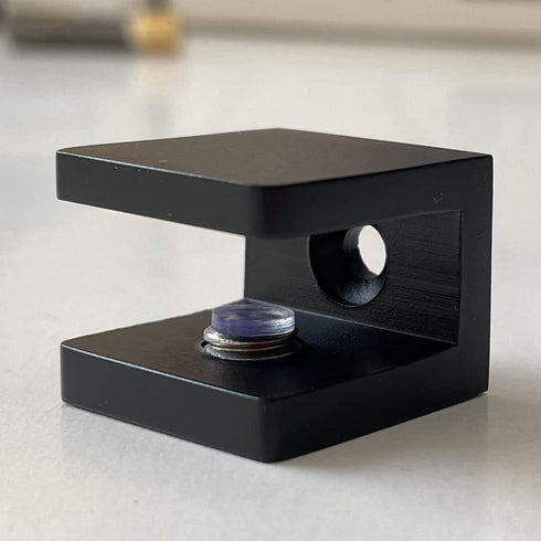 LukLoy Brass Glass Clamp, No-Drill-on-Glass Glass Holder Glass Shelf Bracket Glass Clip Support for 8mm - 10mm Glass (4, Matte Black)