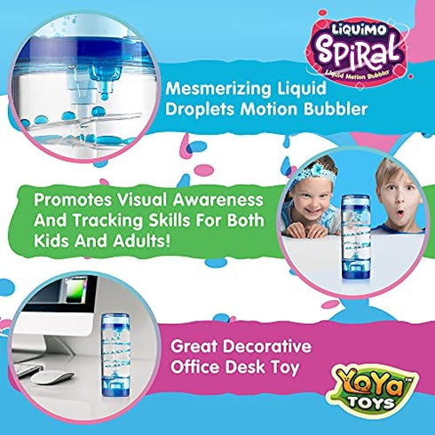 YoYa Toys Liquimo Spiral Liquid Motion Bubbler Timer for Kids - Bubble Drop Hourglass - Fidget Sensory Toys for Autistic Children Activity - Office Desk Top Accessories, Holiday Stocking Stuffers