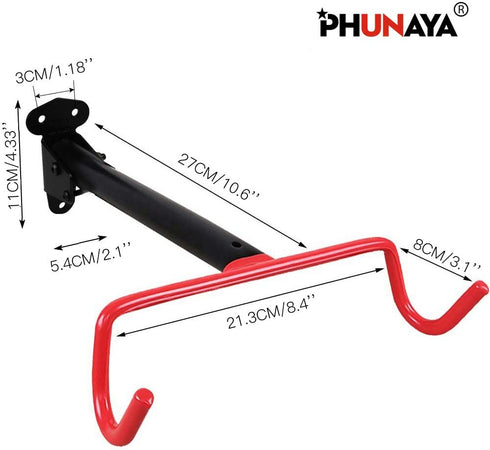 PHUNAYA Bike Hanger Wall Mount Bike Hook Horizontal Foldable Bicycle Holder Garage Bike Storage Bicycle Hoist Heavy Duty Screws
