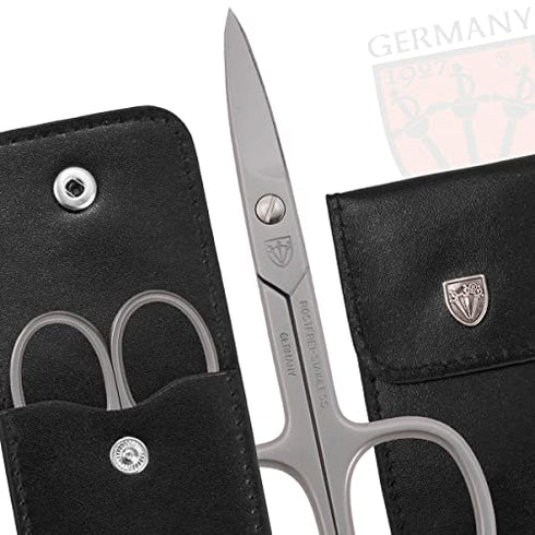 3 Swords Germany - Brand Quality Stainless Steel INOX Curved Nail Scissors (1 Piece) with case for Manicure Pedicure - Nail Care by 3 Swords - Made in Solingen Germany