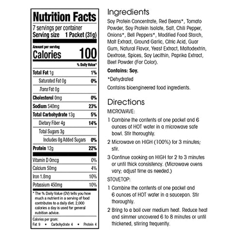 WonderSlim Protein Meal, Zesty Vegetable Chili w/ Beans - 100 Calories, 12g Protein, 4g Fiber (7ct)