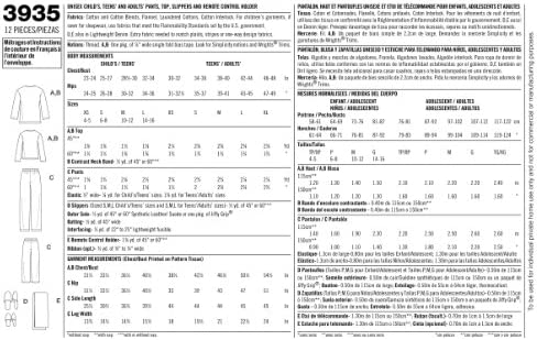 Simplicity Sewing Pattern 3935 Miss/Men/Child Sleepwear, A (XS-L/XS-XL)