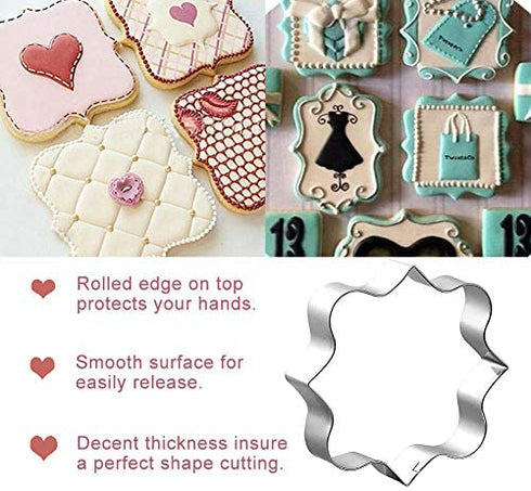 House Cookie Cutters Set, 5 Pieces Stainless Steel House Shape Cookie Cutter Plaque Frame Pastry Key Biscuit Cookie Cutter Kit Gingerbread for Chocolate Candy Cake Decor (House)