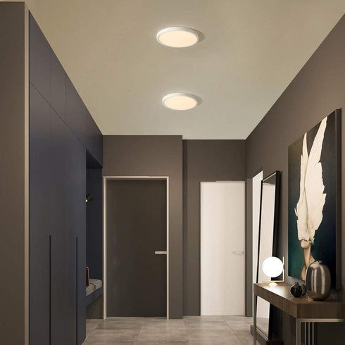 Taloya Flush Mount LED Ceiling Light for Porch,18W 1800LM 8.9 Inch, Round Light Fixture Surface Mount for Closet Stairway Balcony Foyer Basement Utility Room (Daylight White 6500K)