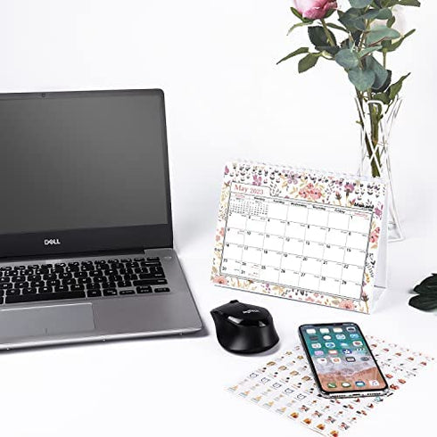 Mokani Small Desk Calendar 2023-2024 (8"x6"), Mini Monthly Desktop Calendar from January 2023 to June 2024, Academic Year Standing Desk Calendars with Planner Stickers