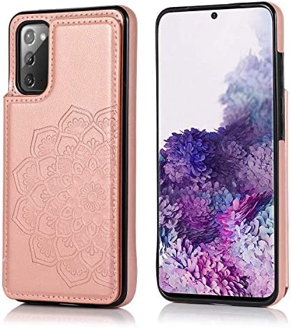Acxlife Samsung Galaxy S20 FE 5G Case S20FE Card Credit Holder Wallet Protective Cover with Card Slot and Leather Case for Samsung S20 Fe 6.5Inch (Rose Gold)