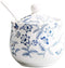 Ceramic Blue and White Flower Sugar Salt Pepper Storage Jar with Lid Spoon