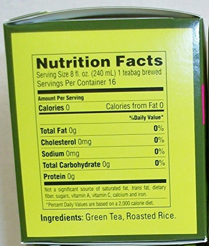 Yamamotoyama Genmai-cha Green Tea with Roasted Rice 16 Count Tea Bags Aluminum Sealed (3 Pack)