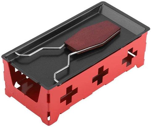 Cheese Raclette Rotaster Portable Non-Stick Baking Tray Stove Set Wooden Handle Home Kitchen Grilling Tool with Spatula