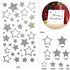 KESOTE 5 Sheets Glitter Silver Star Stickers, Self-Adhesive Assorted Star Labels for Handicrafts Christmas Decoration, Classroom Teacher Supplies