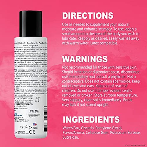 Wet Flavored Sultry Strawberry Edible Lube, Premium Personal Lubricant, 3 Ounce, for Men, Women and Couples, Ideal for Foreplay, Paraben Free, Gluten Free, Stain Free, Sugar Free, Hypoallergenic