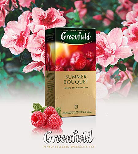Greenfield Summer Bouquet Herbal Tea Fruit & Herbal Collection 25 Teabags The Execptional Freshness Of Tea Is Guranteed By The Special Foil Sachet