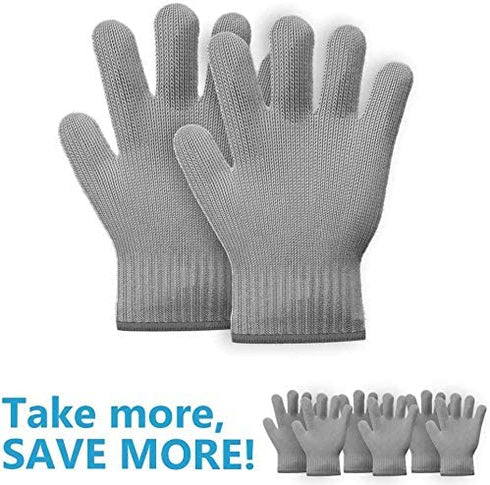 1 Pair Grey Heat Resistant Gloves Oven Gloves Heat Resistant With Fingers Oven Mitts Kitchen Pot Holders Cotton Gloves Kitchen Gloves Double Oven Mitt Set Oven Gloves With Fingers (Grey, 2pcs)