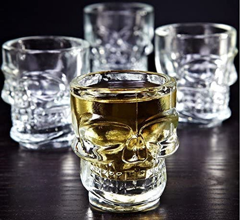 King International 1.5 Oz Shot Glass , Skull Face Heavy Base Shot Glass Set, Whiskey Shot Glass 6-Pack Perfect for Wine Tasting, Tequila, Shooter, Cocktail Pourer, Jigger-clear glass shot glasses-60ml