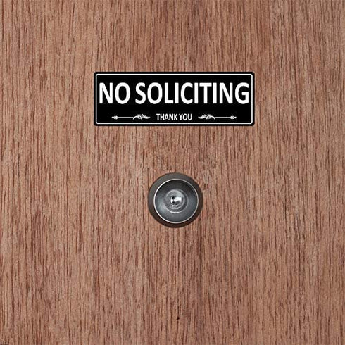 (2 Pack) No Soliciting Sign for House Door, Metal Self-Adhesive No Solicitation Signs for Business Home, 7.5 x 2.5 inches Aluminum No solicitors Signs for Office Gate Window, No Fade Rust Free
