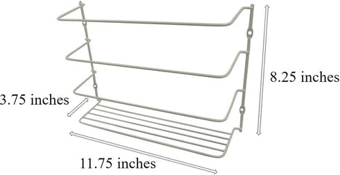 Evelots Wrap/Pan Organizer Rack-Door/Wall Mount-Plastic/Foil Paper-White-Set/2