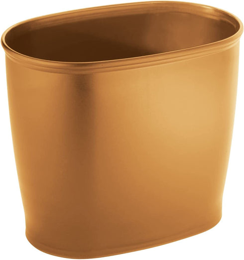 mDesign Plastic Oval Small 2.25 Gallon/8.5 Liter Trash Can Wastebasket, Garbage Container Bin for Bathroom, Kitchen, Office, Dorm - Holds Waste, Refuse, Recycling, Hyde Collection, Copper