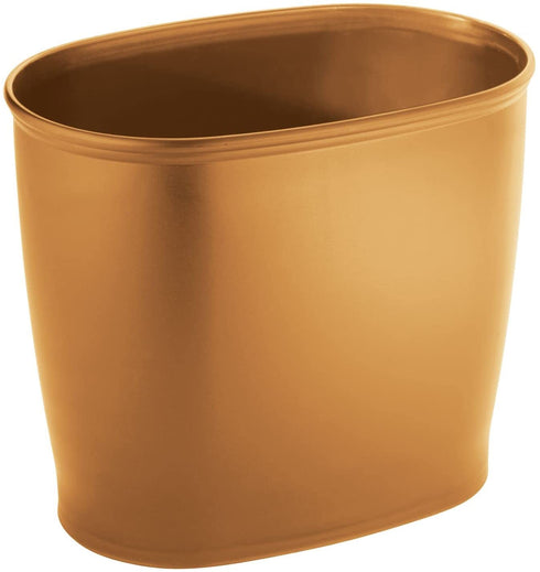 mDesign Plastic Oval Small 2.25 Gallon/8.5 Liter Trash Can Wastebasket, Garbage Container Bin for Bathroom, Kitchen, Office, Dorm - Holds Waste, Refuse, Recycling, Hyde Collection, Copper
