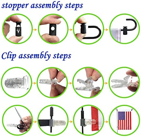 Garden Flag Rubber Stoppers and Tiger Anti-Wind Clips Accessories for Garden Flag Stand-Holder-Pole Keep Your Flags from Flying Away in High Winds (4 Pack)