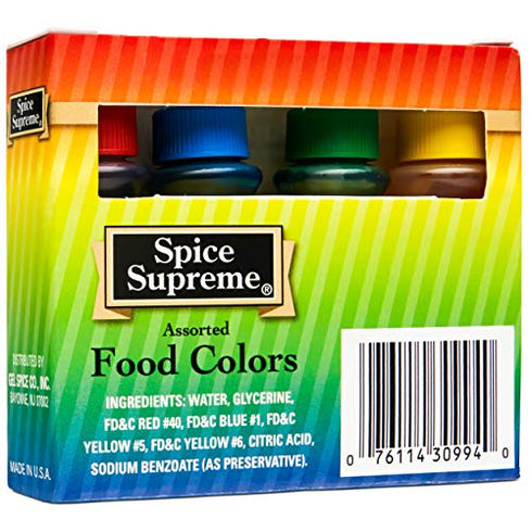 Spice Supreme Select Assorted Liquid Food Coloring Kit - 8 Bottles, 0.3 Ounces Each