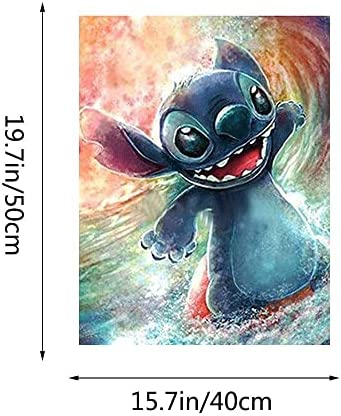 Kimily DIY Paint by Numbers for Adults Kids Disney Lilo and Stitch Paint by Numbers DIY Painting Disney Acrylic Paint by Numbers Painting Kit Home Wall Living Room Bedroom Decoration Lilo Stitch Surf