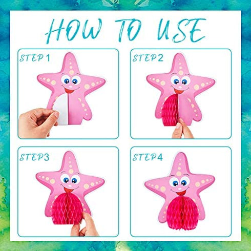 12 Pieces Ocean Sea Animal Honeycomb Centerpiece Under the Sea Table Decorations Ocean Themed Marine Creature Decoration Fish Mermaid Table Honeycomb for Beach Themed Birthday Party Baby Shower