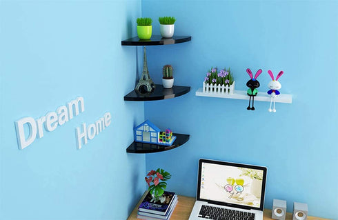 Corner Wall Shelves of 3 Tier,Wood Floating Shelves for Wall,Wall Mount Corner Shelves for Bedroom Bathroom Kitchen Living Room