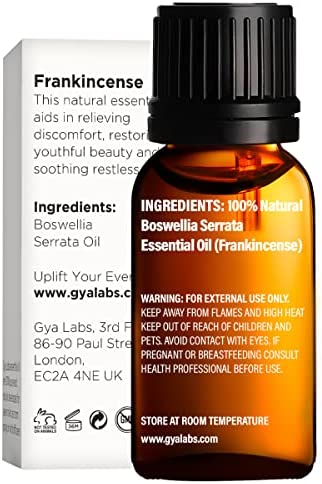 Gya Labs Pure Frankincense Essential Oil for Pain - 100% Natural Therapeutic Grade Frankincense Oil for Skin - Pure Frankincense Oil for Face & Diffuser (0.34 fl oz)