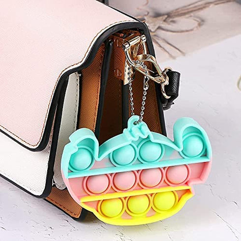 EVERMARKET 2 Pack Push Pop Bubbles Fidget Sensory Toys, Including Rainbow Stitch Bubble Block Toys Mini Popper Keychain Stress Reliever Silicone Squeeze to Relax, Medium, (K-026)