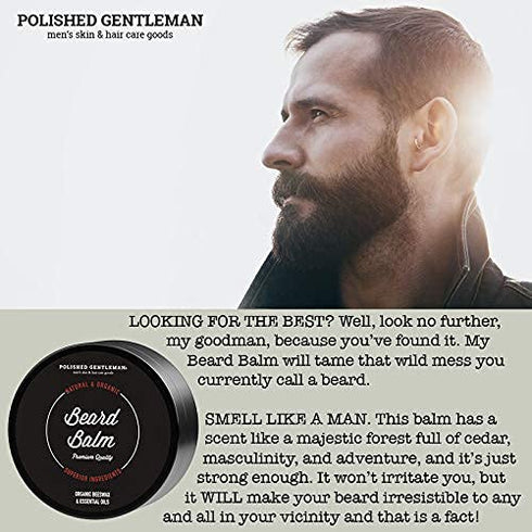 Beard Balm for Men and Mustache Wax - Medium Hold Beard Wax with Beard Oil for Men - Made With Beeswax for Easy Styling - Polishes, Softens and Conditions Beard and Mustache - Itch Free Beard Care 2oz