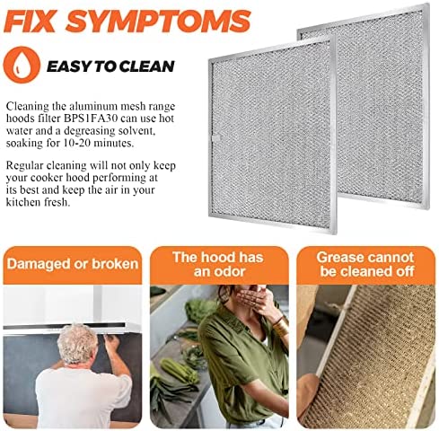 BPS1FA30 Range Hood Aluminum Filter 11-3/4" x 14-1/4" x 3/8" (2 Pack)by Beaquicy - Replacement for Bro-an, Nutone Mesh Aluminum Grease Range Hood -Replaces 99010299 S99010299 S99010305 AP3378953 8322