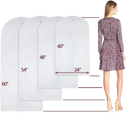 Refrze Garment Bags with Zipper, Garment Cover, 8 Pack Clear Garment Bags, Hanging Garment Bag, Dress Garment Bags for Closet Storage or Travel, Breathable Garment Covers 24'' x 43''/ 50''