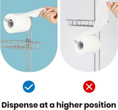Toilet Paper Roll Holder Stand Bathroom Tissue Holders Free Standing with Middle Shelf Storage Reserve Mega Rolls/ Phone/Wipe-Gray