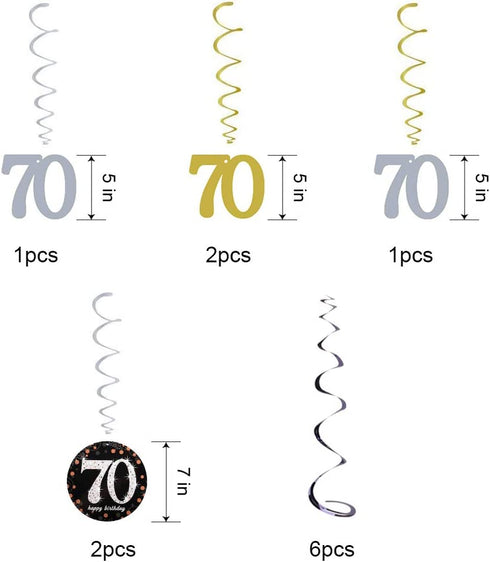 HankRobot 70th Birthday Decorations Party Supplies?42pack? Gold Number Balloon 70 Happy Birthday Banner Latex Balloons(Black, Golden) Confetti Balloons -Great for 70 Seventy Years Old Birthday Party