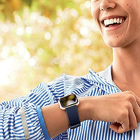 PACK 3 Soft Silicone Bands for Fitbit Versa 2 / Fitbit Versa / Fitbit Versa Lite Classic Adjustable Sport Bands for Women Men Small Large(Without Tracker) (Small, Black+Blue+Grey)