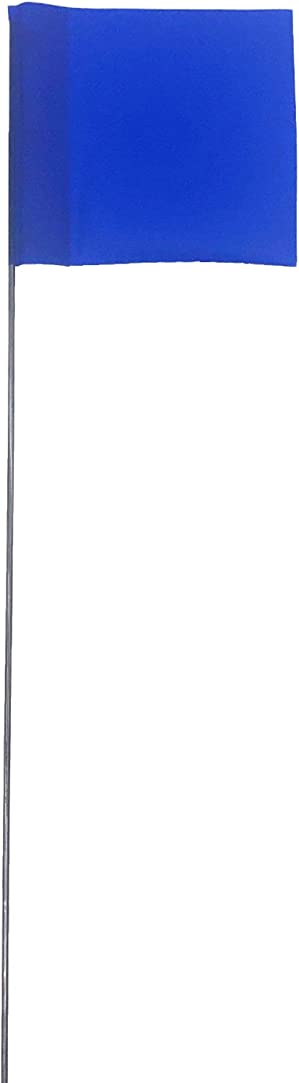 Swanson Tool Co FBL15100 2.5-Inch by 3.5-Inch Marking Flags with 15-Inch Wire Staffs, Blue, 100-Pack