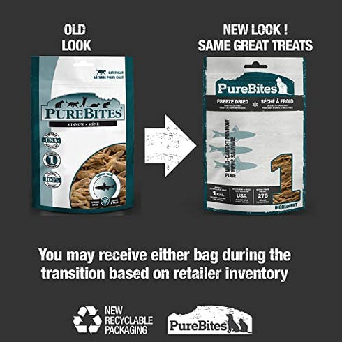PureBites Minnow Freeze Dried Cat Treats, 1.09Oz | 31G - Value Size